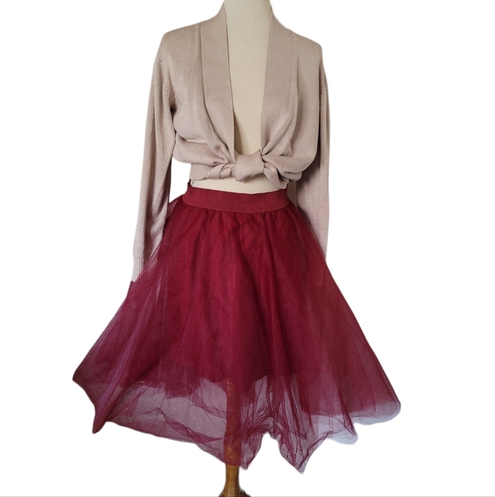 Vintage - Burgundy Tulle Multi Layered Skirt